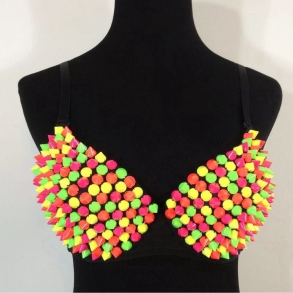 Spencer’s Pleasure Bound Neon Spiked Rave Bra 34B